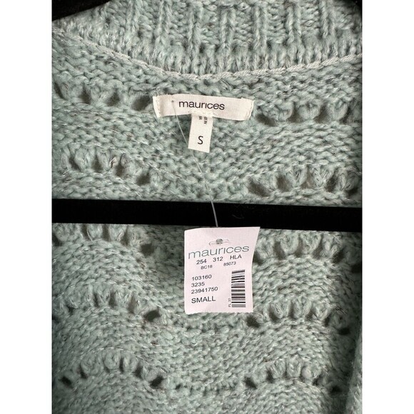 NEW Maurice’s Solid Open Stitch Cardigan Women's Size Small Green Grandmacore - Picture 4 of 5